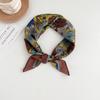 Japanese retro literary and artistic style 18 cotton and linen cashew flower silk scarf thin square scarf high-end fashion versatile accessories scarf