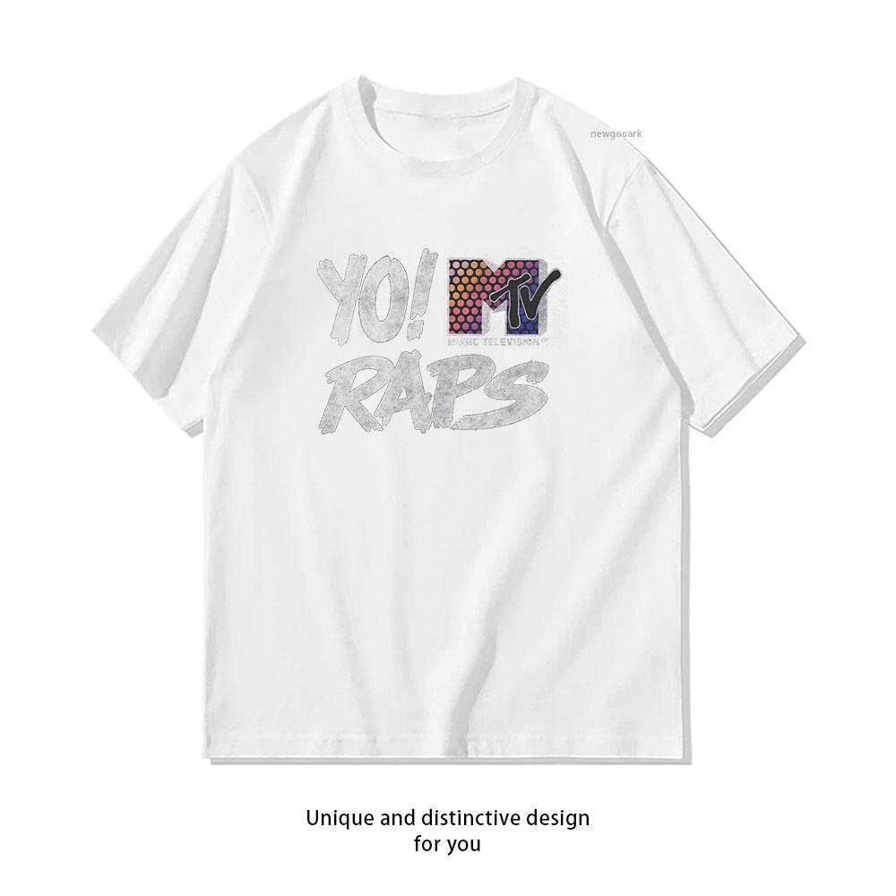 MTV Yo MTV Raps Rainbow Print MTV Vintage Classic TShirt Women Unisex Casual cotton printed t shirts streetwear tops Shortsleev S