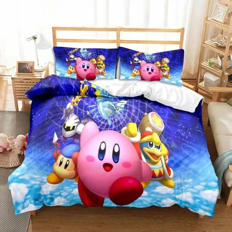 3D Printed Kawaii Cartoon Kirbys Bedding Collection Single Twin Full Queen King Size Bed Collection Adult Kid Bedroom Bedding Gift