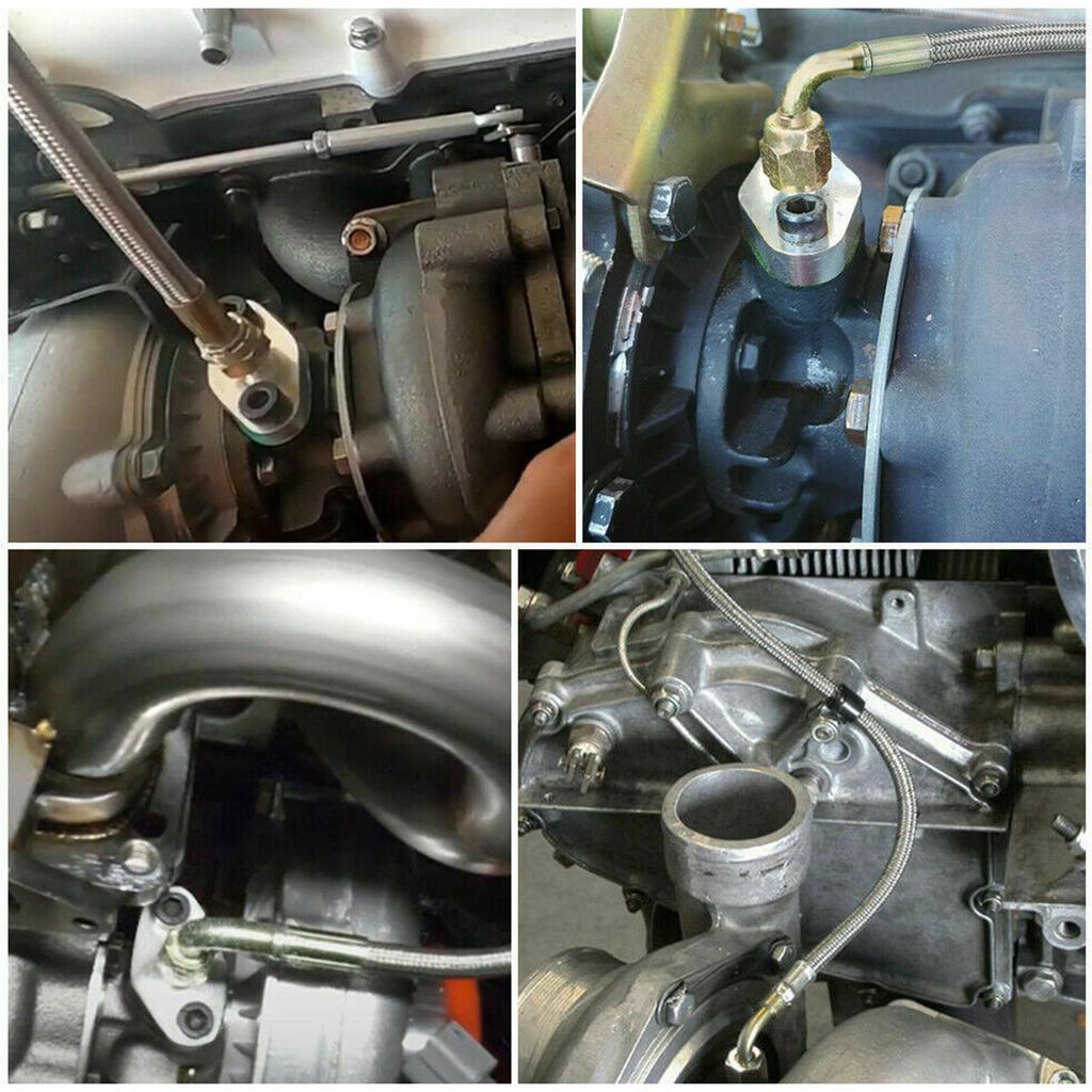 Neues Turbo Ölzulaufleitungskit Universelles Ölrücklaufleitungskit Ölablaufleitungskit mit 1/8 NPT, 90 ° 4 AN auf 1/8 NPT Anschluss Für