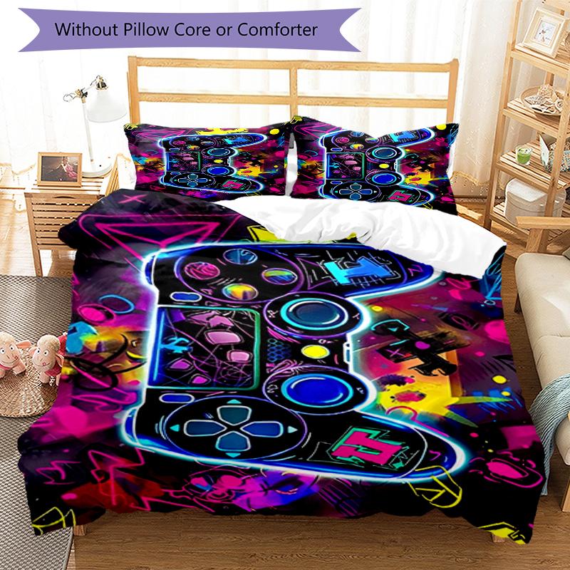 3pcs Game Controller Bedding Set Duvet Cover Closure Includes 1 Duvet Cover & 2 Pillowcases, Soft and Comfortable for All Seasons.