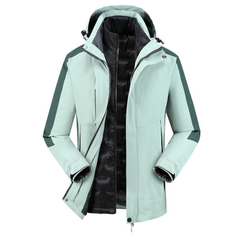Custom Logo 3-in-1 Windbreaker with Fleece Down, Warm Jacket for Autumn/Winter, Embroidered Workwear.