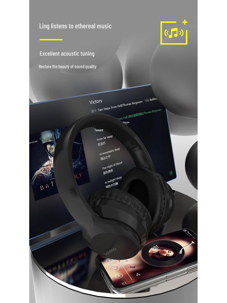 BH-188 Бездротові накладні навушники Bluetooth V5.3 - Довгий час роботи від батареї, Складаний дизайн