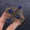 Burmise Sapphire Natural  Gemstone Copper Wire Wrap Cuff Bangle Adjustable w6O27