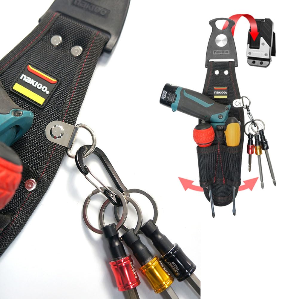 Electric Screwdriver Nail Woodworking Tool Waist Bag with Rotating Quick Removable Tool Ideal for Storing Nails and Small for Electrical and DIY Sack,
