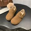 White Spotted Lamb Wool Shoes for Women's Outer Wear 2025 Winter Outer Wear New Velvet Flat Mary Jane Cotton Shoes