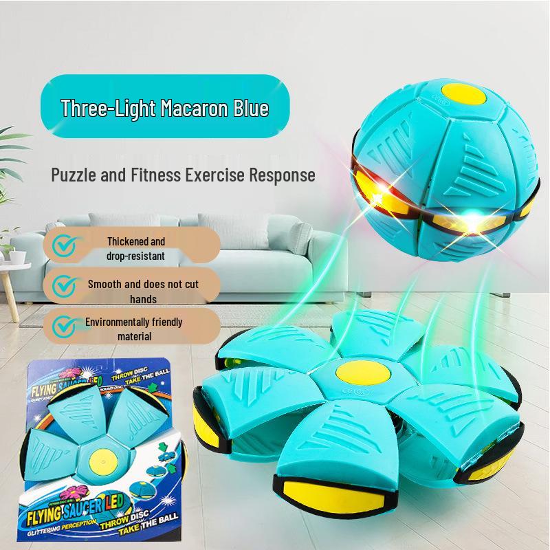 Magic Flying Saucer Ball: Deformable Outdoor Stomp Toy with Lights for Kids