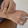 PONYKISS  Sterling Silver Three Layers Round Geometric Rings for Women Minimalist Trendy Opening Fine  Accessories