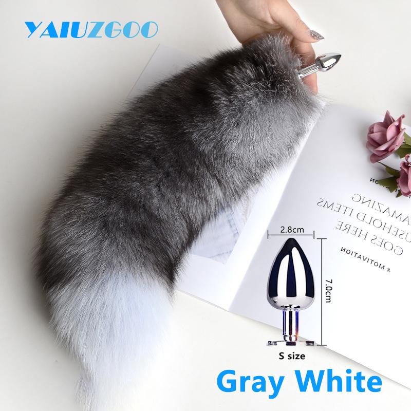 Separable Anal Plug Fox Tail Woman Cosplay Play Toy Natural Long Fox Tail Butt Plug Anal Sex Toys for Adult Products Couples