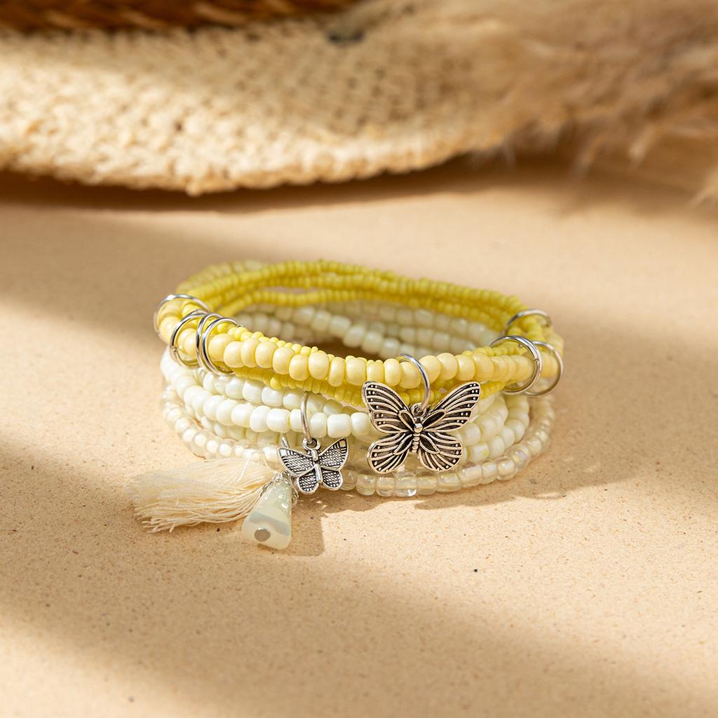 Boho Perlenarmband Instagram-inspiriert Nischenstil Farbblock-Stapelarmband-Set