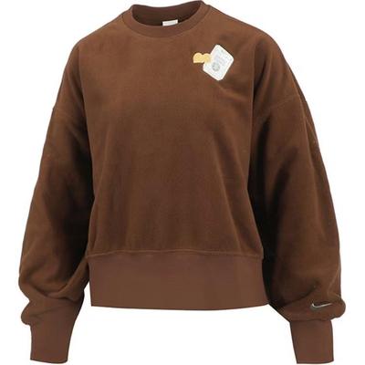 סווטשירט פליז ארוך שרוולים צווארון עגול עם לוגו רקום X Naomi Osaka - טופים לנשים הפתעה-קקאו FD5505-259