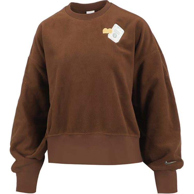 

Женская флисовая толстовка с длинными рукавами и круглым вырезом Nike X Naomi Osaka с вышитым логотипом, топы-сюрприз-какао FD5505-259 XL
