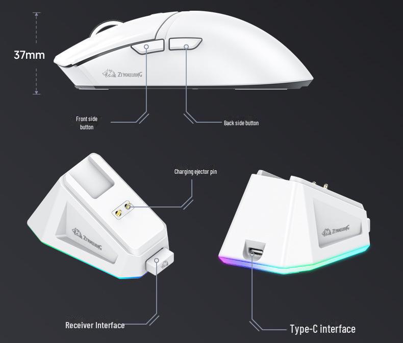 Free Wolf X2 Wireless Bluetooth RGB Gaming Mouse with PAW3311 Sensor and Charging Base