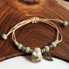 Yuan Xiaohong Ceramics Mori Style Bee Bracelet with Cute Ornaments and Natural Woven Hand Rope