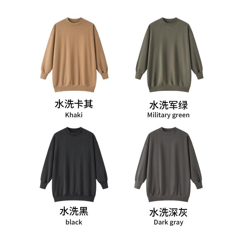 Womens Oversized Longline Cotton Sweatshirt Dress Water-Washed Vintage Style Streetwear Loose Fit