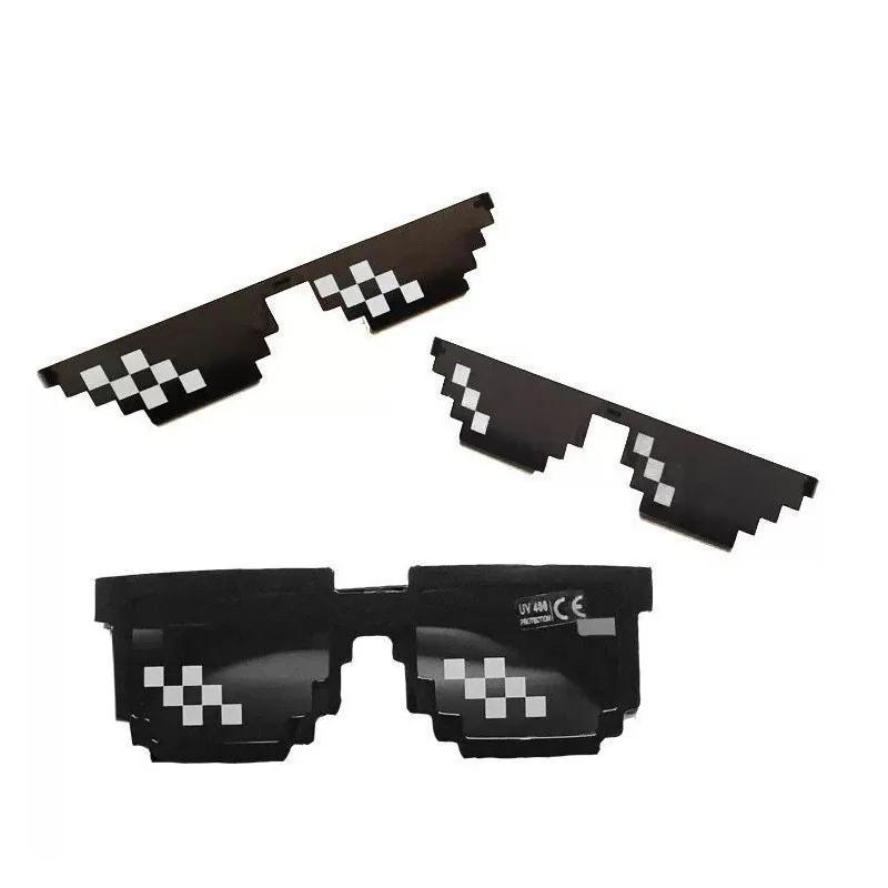 Nowe Śmieszne Okulary Przeciwsłoneczne Mosaic dla Mężczyzn Kobiet Pikselowe Czarne Retro Gamer Robot Okulary Cool Impreza Vintage Okulary
