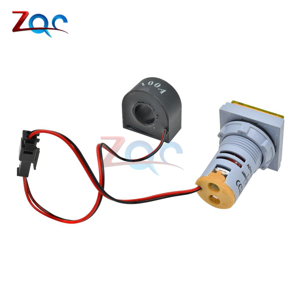 3 In 1 AC 60~500V Digital Voltmeter Ammeter Hz Hertz Frequency Meter Current Voltage Indicator Tester Amp Signal Light LED 22mm