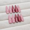 Fake Nails Almond Nail Solid Color Nail Patch Nail Patch Fine Glitter Long Almond Diamond Nail Patch 24 Pieces