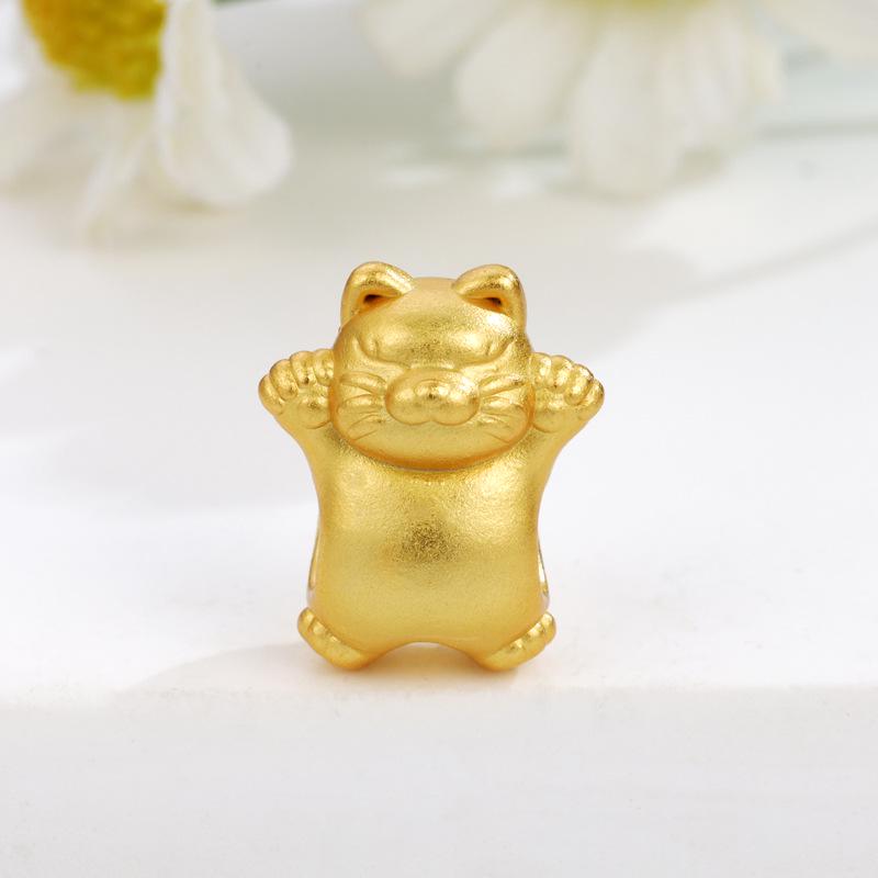 999 Sterling Silver Kitten Beads - DIY Cartoon Cat Rope Jewelry Accessories