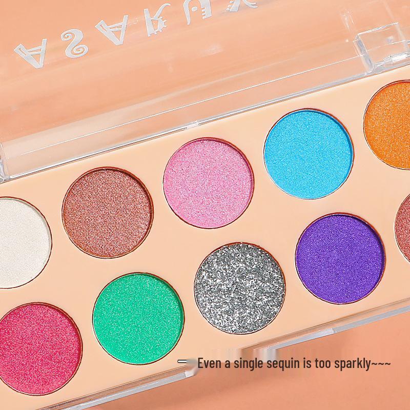 Ashareya Dream Color Lidschattenpalette – 10 Glitzer-Nuancen für Bühnen-Make-up