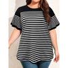 Women Striped T Shirts Oversized Crewneck Short Sleeve Tops Summer Casual Blouse Color Block Basic Tee