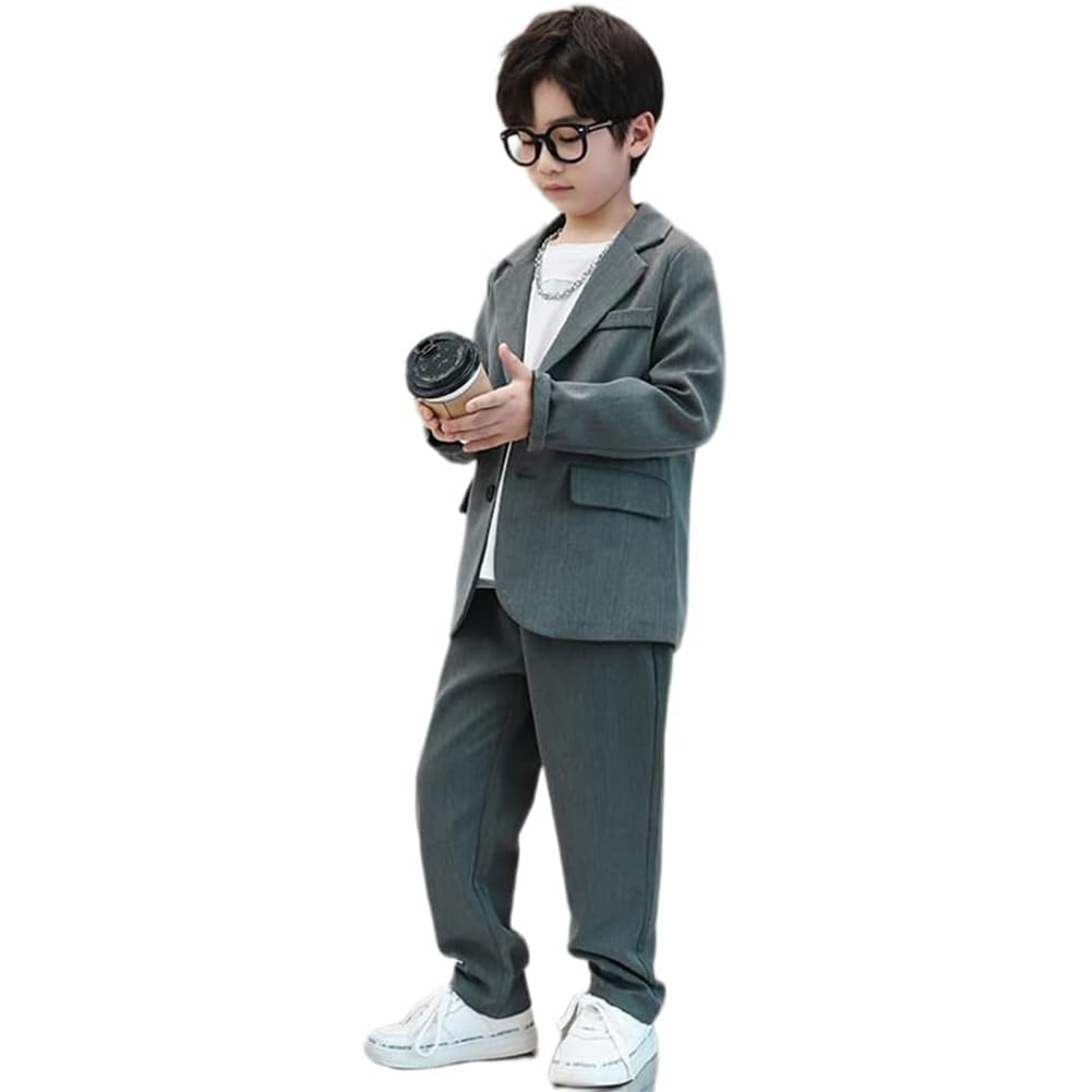 

Формальный костюм для поступления в школу, поступления в детский сад, выпускного [D.IIZOO] Мальчики, Набор из 2 предметов, Стильный, Детская одежда, Костюм, Джентльменский стиль, серый