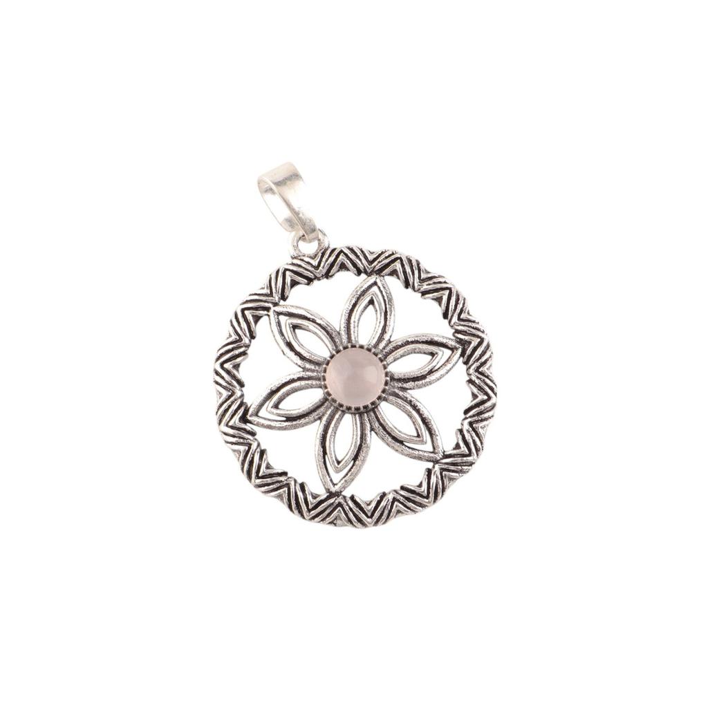 Natural Rose Quartz Gemstone 925 Sterling Silver Jewelry Handmade Pendant1.48" CP-29-31