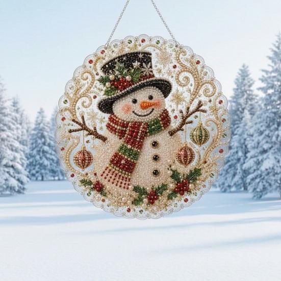 Decorative Christmas Tree Baubles Faux Pearl Art Kit, DIY Rhinestone Gem Painting Craft, Santa Festive Home Decor Items Stocking Elk Pattern