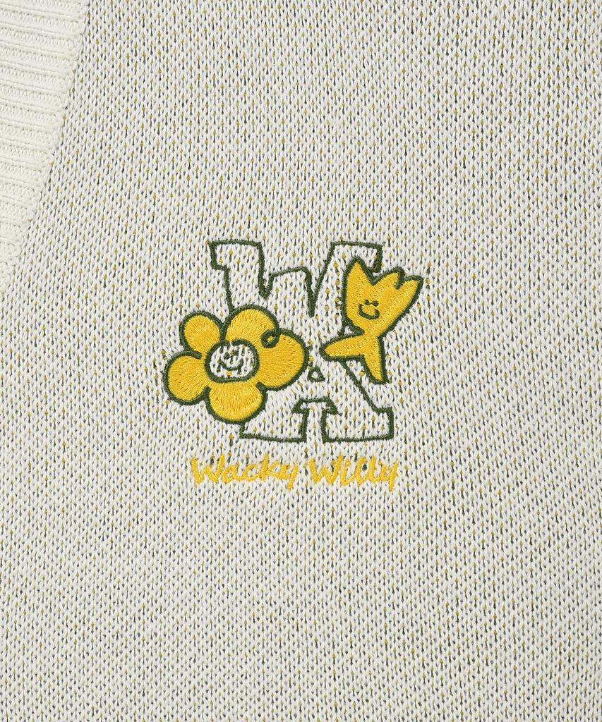 Wacky Willy Kiki & Lily Patch V-Neck Cardigan Cream