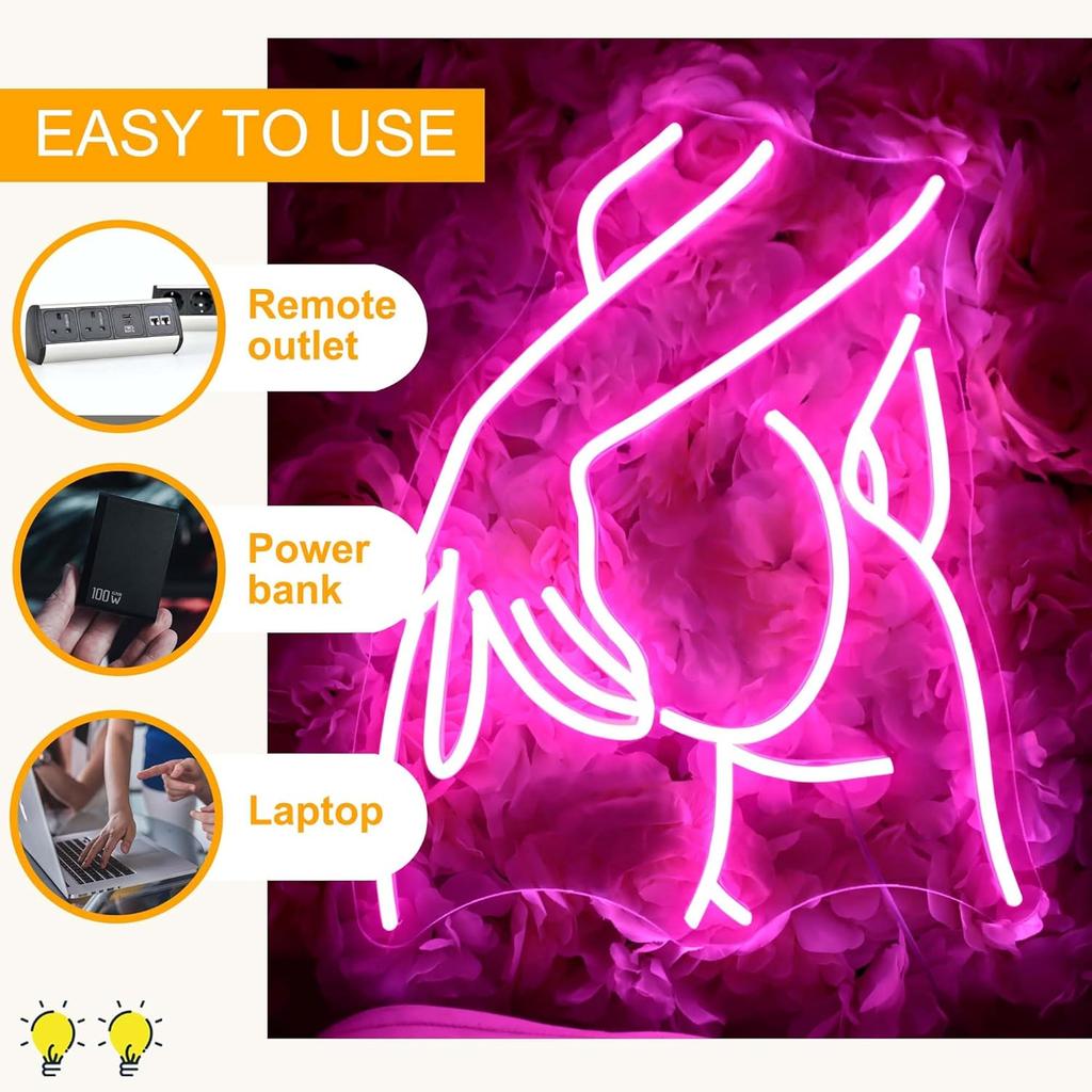 Pretty Ladies Body Neon Sign, Woman Body Neon Sign,Lady Buttocks Neon Sign, Aesthetic Pink Ass Line Art Neon Light, USB Powered for Bachelor Club