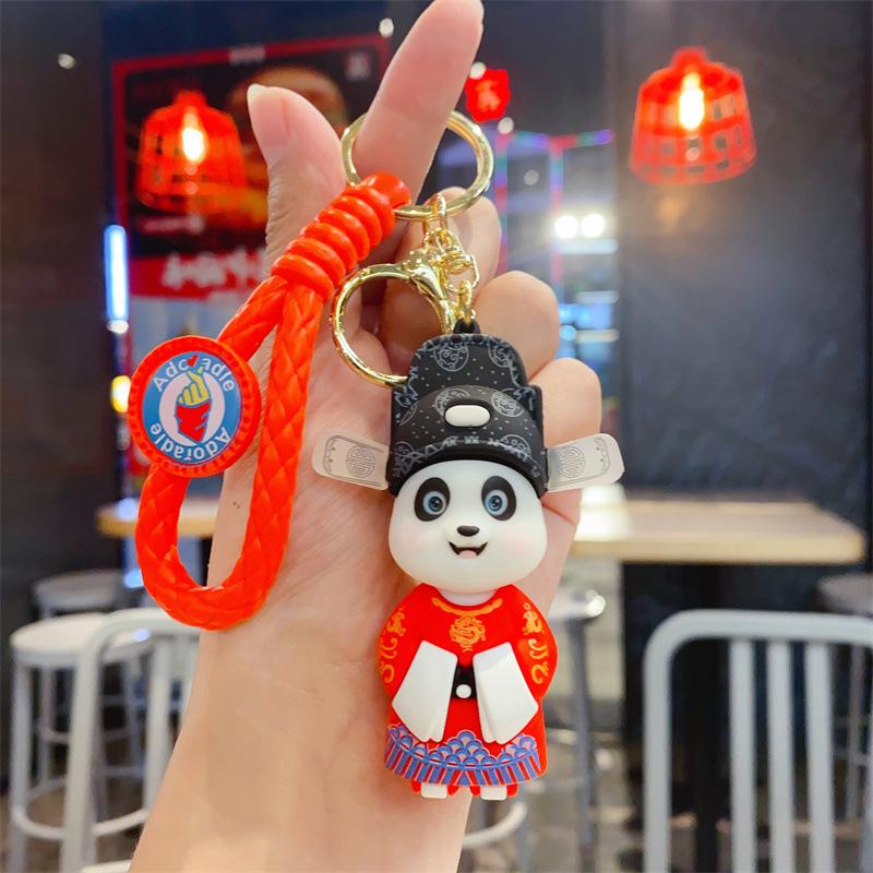 New Cartoon Guochao Opera Panda Cute Doll Keychain Bag Pendant Car Key Chain Gift