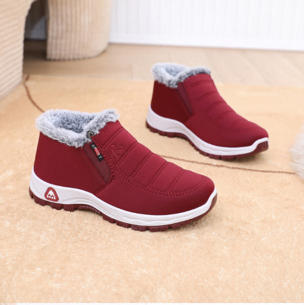 Кожаные Меховые Мокасины Женские Спортивные Кроссовки Пожилые Женщины Мягкие Теплые Удобные 36 красный 1500₽