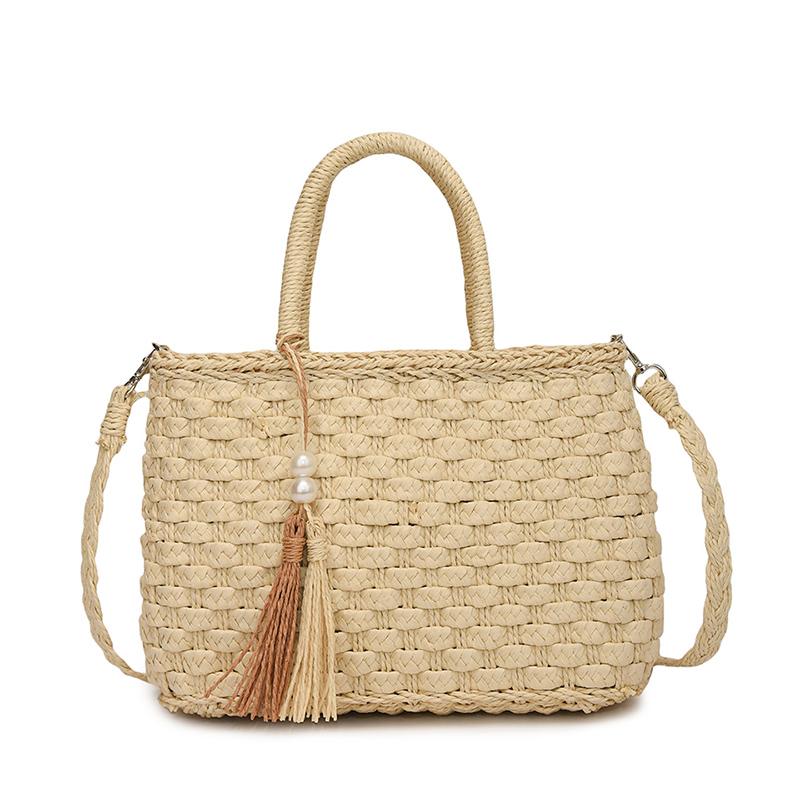 Light Luxury Straw Weaving Tassel Women's Shoulder Bags Large Capacity Creativity Drawstring Handbags Hot Sale Sweet Trend Bags