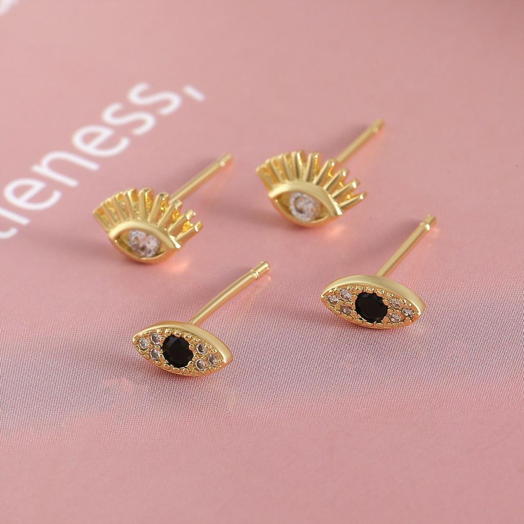 Mini Luxury-style Diamond-encrusted Eye Stud Earrings with A Fashionable Retro Vibe and Versatile Appeal - Devil's Eye Earrings Accessory.