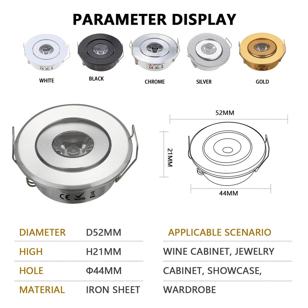 10PCS 3W MINI Downlight  Dimmable High Power LED Recessed Ceiling DownLight Lamps LED Downlights for Living Room Cabinet Bedroom