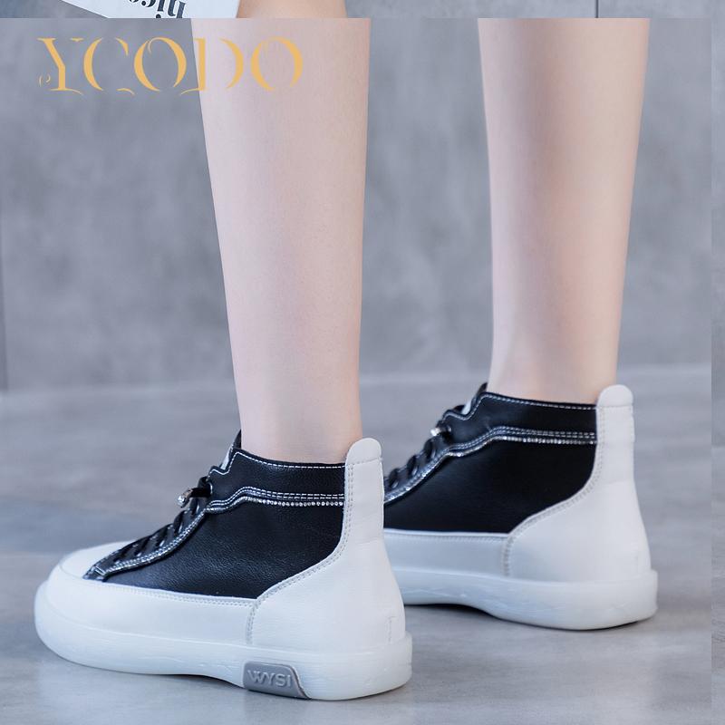 Lässige, flache, bequeme Stiefeletten aus Naturleder für Damen im Herbst und Winter