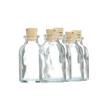 5 Mini Glass Bottles 6 Cm with Cork Stopper