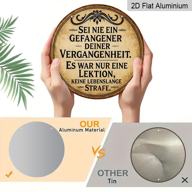2D Flat, 1pc 7.87*7.87 Inch Round French Aluminum Sign, Vintage Decorative Plaque About "Lessons of the Past", "Life Philosophy" Decorative Plaque