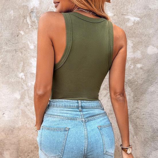 Women Ribbed Tank Top Knitted Camisole with Built-in Bra Casual Crew Neck Sleeveless Basic Tee Shirt for Workout Parties Vacations