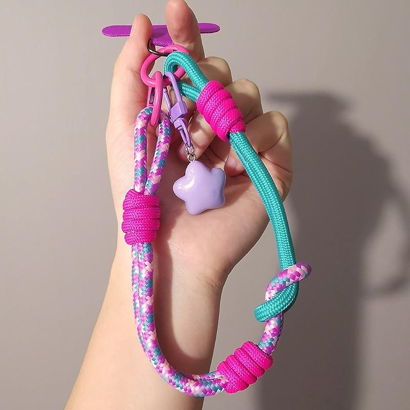 Mehrfarbig Handgewebter Schlüsselanhänger Handy-Lanyard Anti-Verlust Knoten Seilband Schlüsselring Männer Frauen Autoschlüsselhalter Zubehör