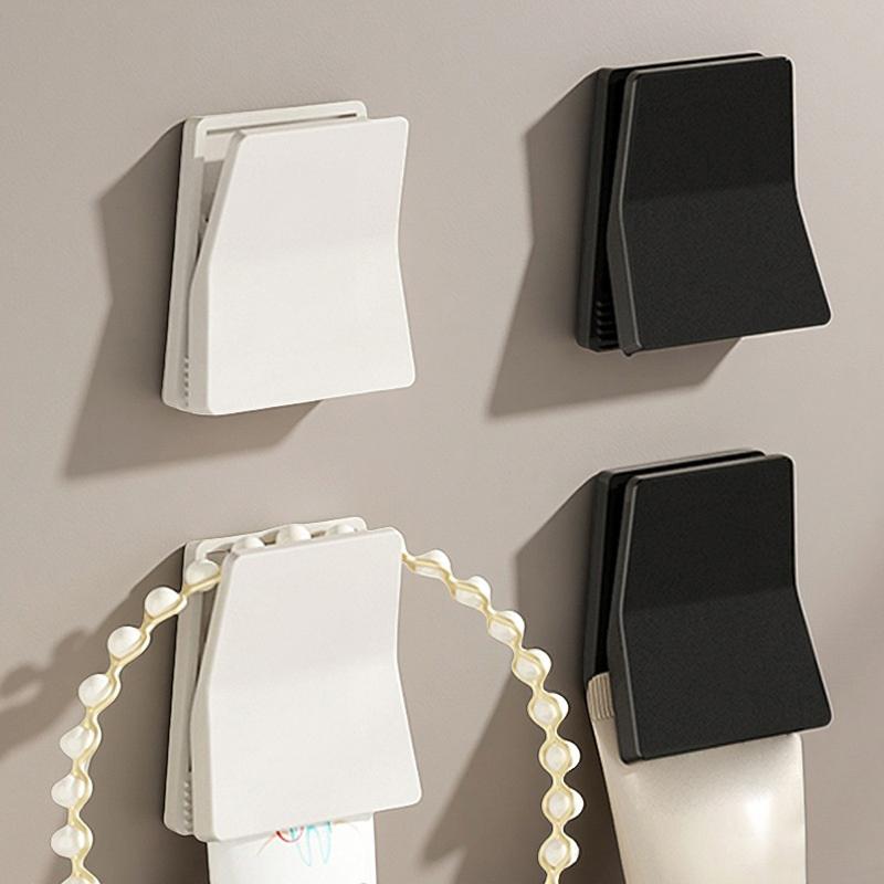 Kitchen Sealing Clips Wall Mounted Toothpaste Holder 4pcs Set No Drill Home Bathroom Essentials Organizer
