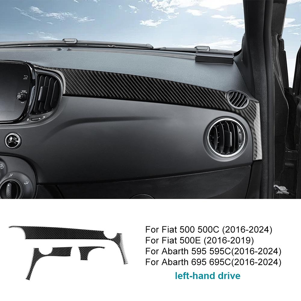 For Abarth 595 595C /695 695C/ Fiat 500 500C 2016 2017 2018-2025 500e 16-19 Real Soft Carbon Fiber Sticker Car Instrument Strip