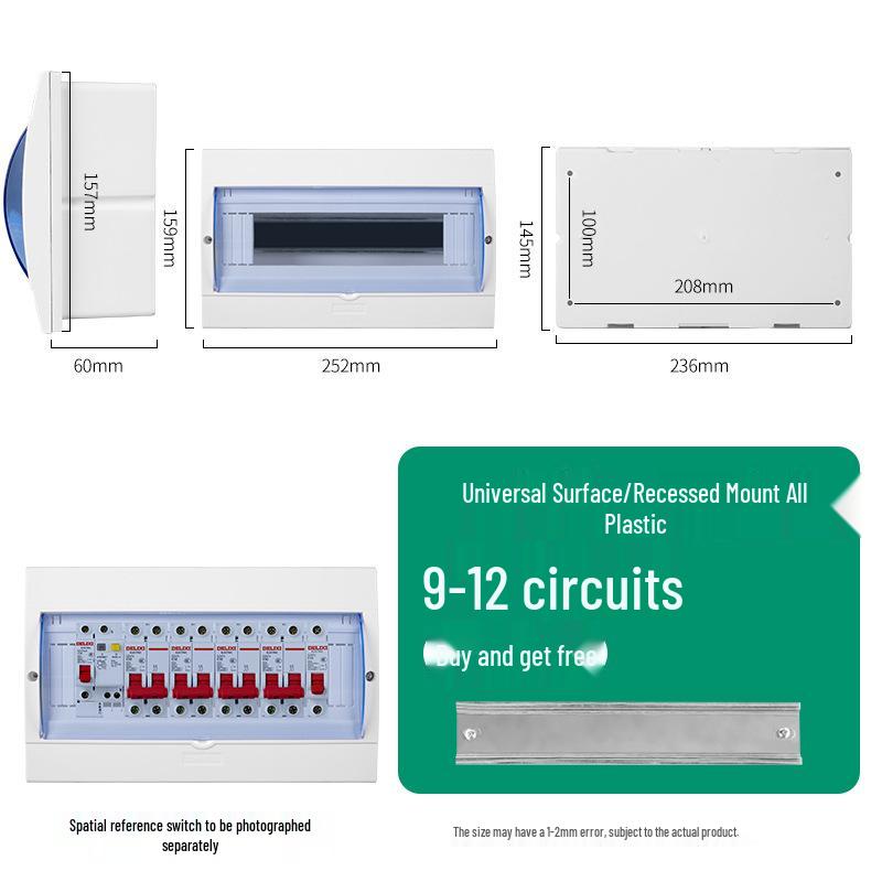 

Внутрішній електричний розподільний щит - 2-16 ланцюгів, вбудований/накладний, пластиковий, сильний струм, готовий до автоматичного вимикача