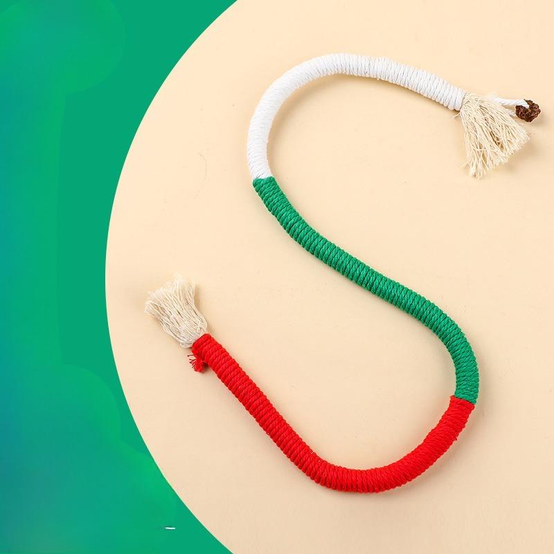Канат для кошек, Игрушка для прорезывания зубов, Экологически чистый хлопковый канат, Кошка для чистки зубов, Палочка-игрушка для кошек с мятой, Разноцветный хлопковый канат Christmas colors