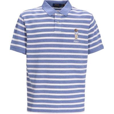 Polo Ss24 Logo Cartoon Pattern Striped Print Short Sleeve Polo Shirt Men Polo Shirts Blue 710941863-001