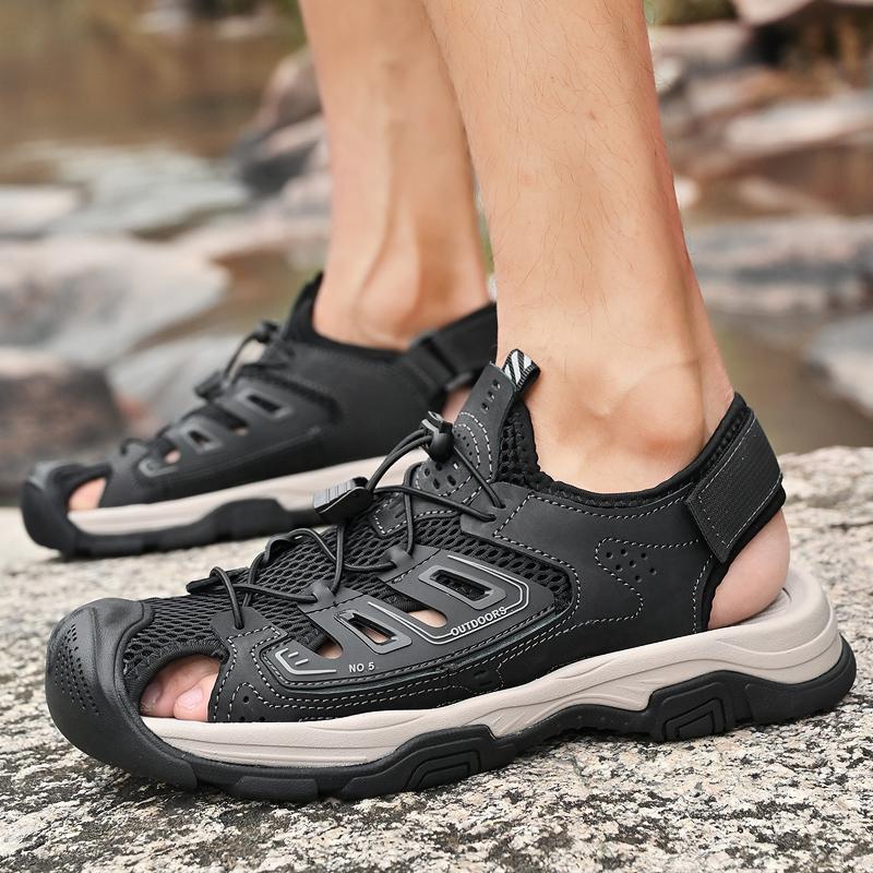 Fashion Beach Cool Man Luxury Sandals Fashion Outdoor Flats Comfortable Man Sandals Lace-Up Men Walking Shoe Hollow Out Mens Mesh Shoes