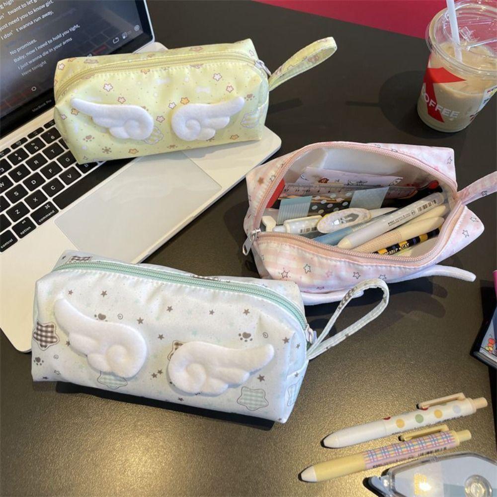 with Handle Pen Bag Large Capacity Cosmetic Bag New Stationery Bag Students Supplies
