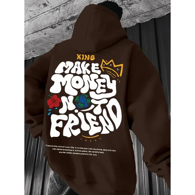 2025 3D Geldverdienen Ist Kein Freund Muster Bedruckter Herren Casual Mode Bequemer Hoodie Übergroße Sportbekleidung
