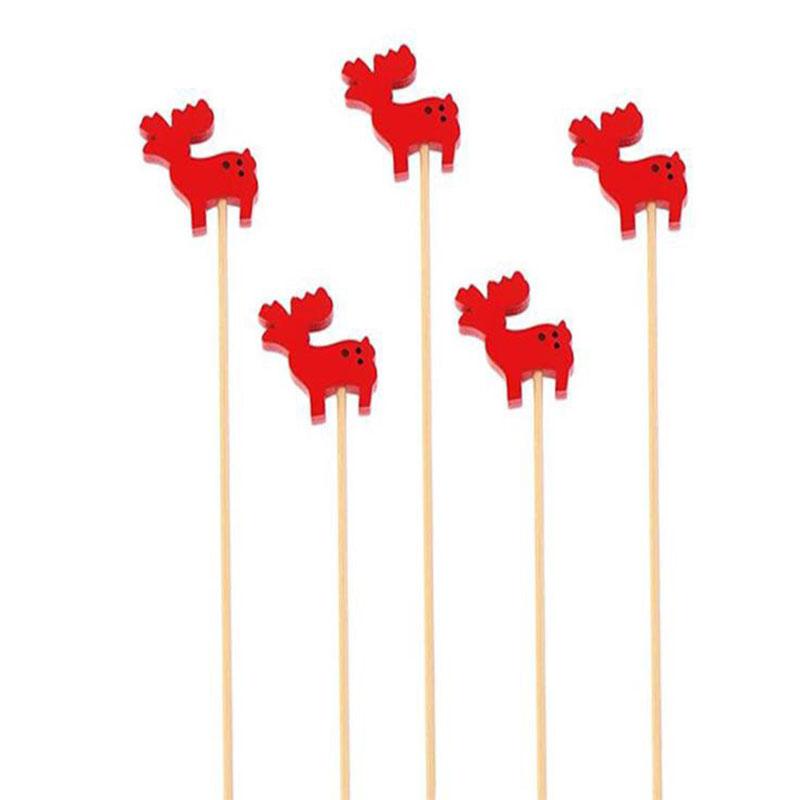 50/100Pcs Christmas Fruit Bamboo Skewers Santa Snowflake Tree Designs Disposable Bamboo Skewers for Party Dessert Cocktail Decor