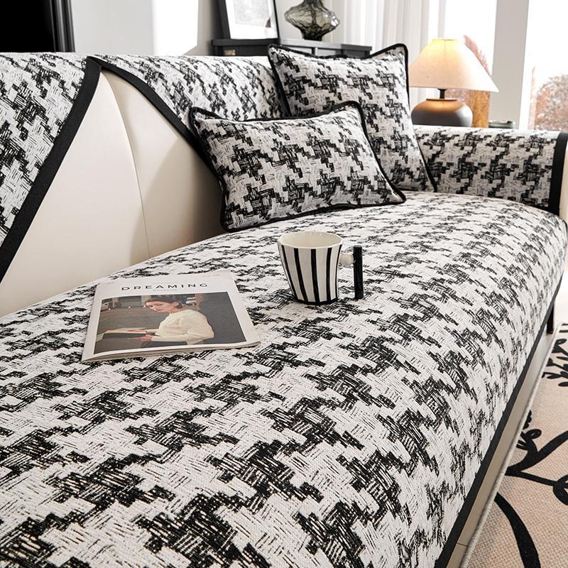 Houndstooth Sofa Cushion Four Seasons Universal Light Luxury Modern High-End Non-Slip Cushion Sofa Cover Cushion
